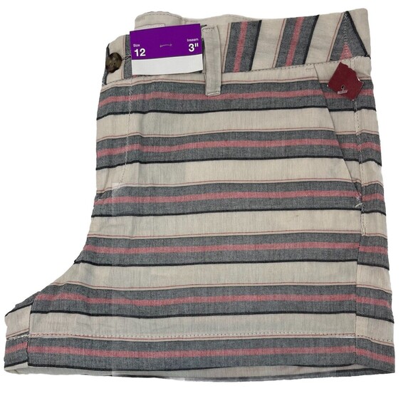 Women's Merona Short Shorts Striped Size 12 NWT Chino - Picture 6 of 6